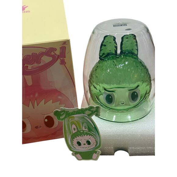 NIB Pop Mart The Monsters Cheers Labubu Green “Relax” Double Walled Glass Cup - Picture 16 of 16